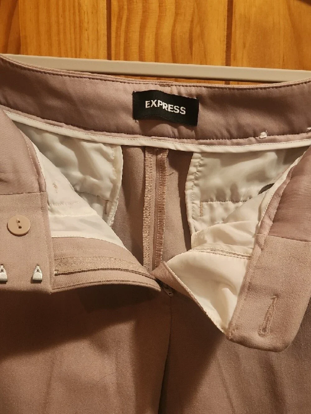Express Women's Light Taupe Straight-Leg Trousers - Picture 2 of 5